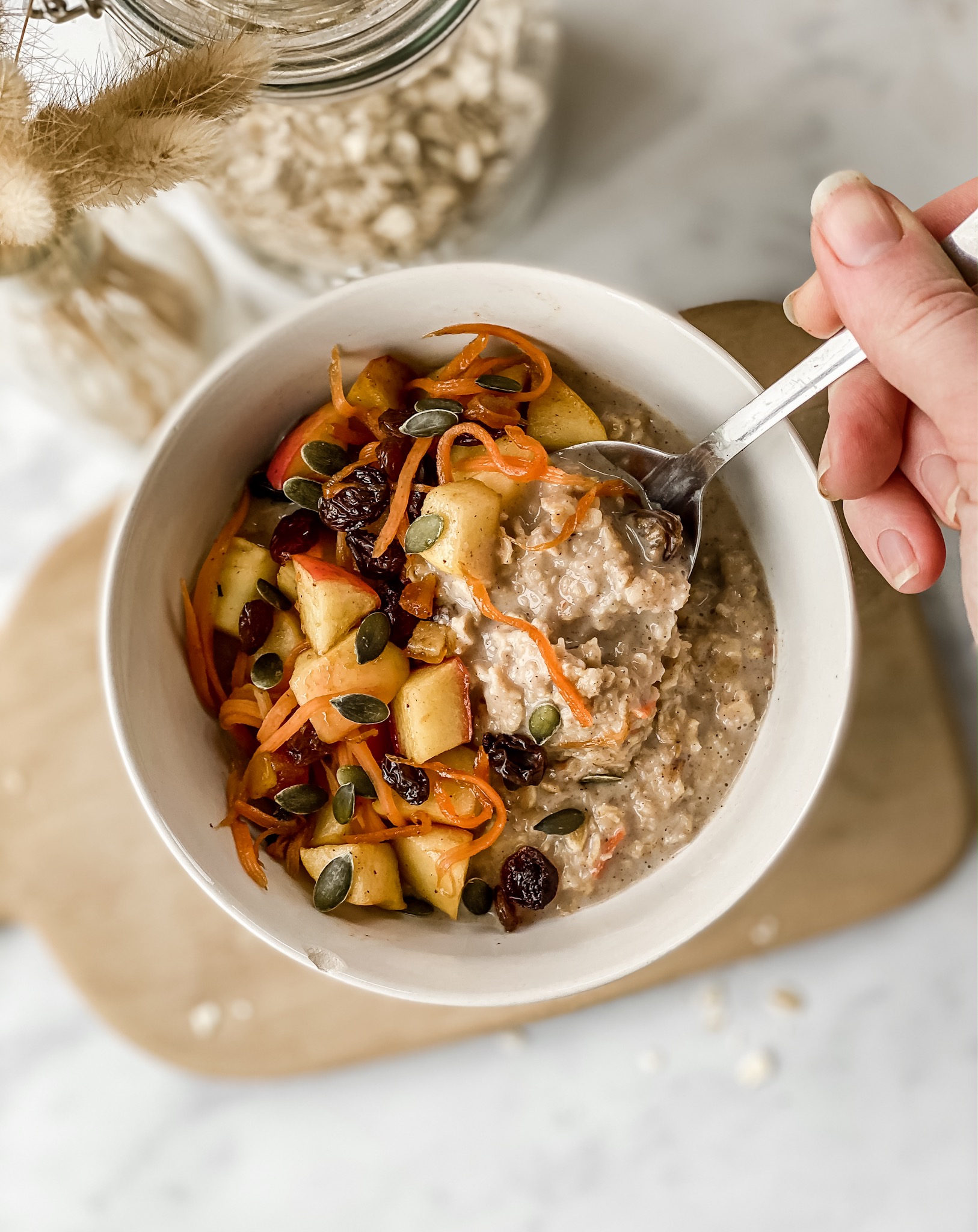 Carrot Cake Baked Oatmeal - Sweet Savory and Steph