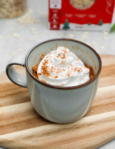 A close up image of a baked Mince Pie Mug Cake